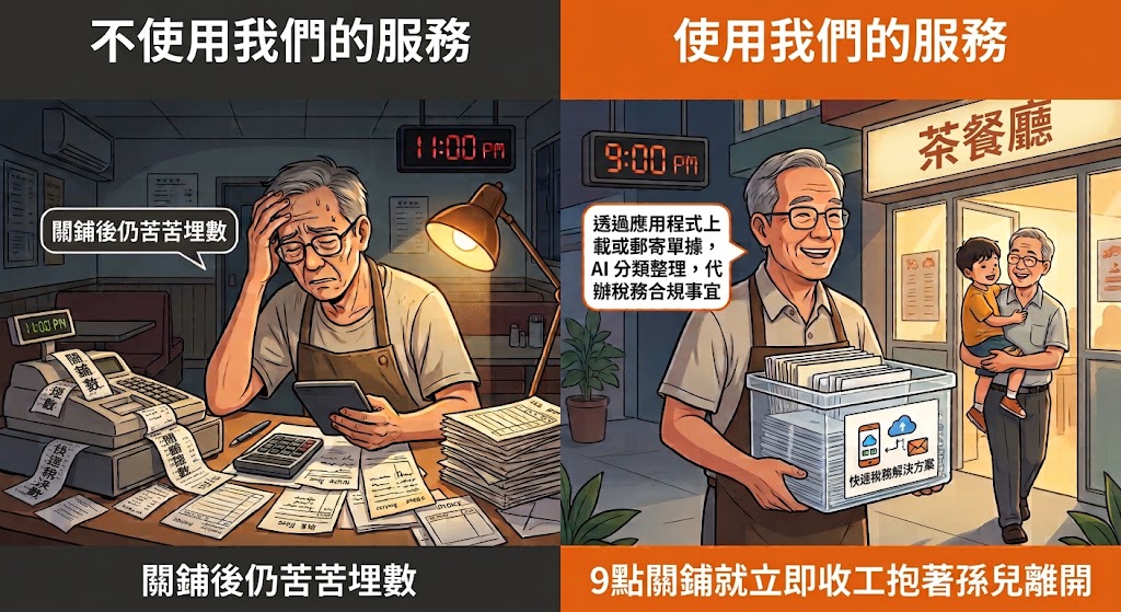 不使用與使用 Vico 服務的對比:關鋪後埋數 vs 準時收工陪家人
